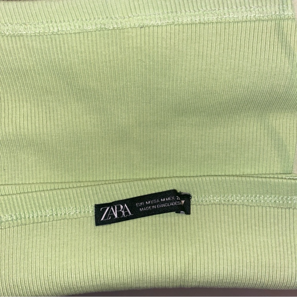 Zara Light Green Ribbed Top - Picture 3 of 5